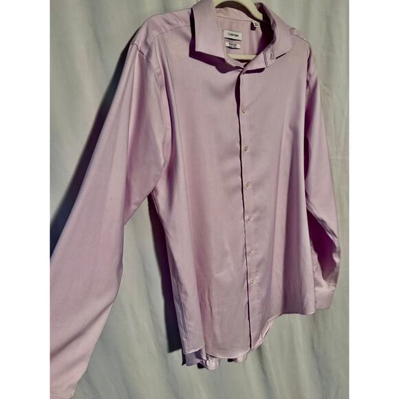 Calvin Klein Infinite Cool Men’s Dress Shirt 17.5 36/37 Slim Tall Stretch - Picture 3 of 8